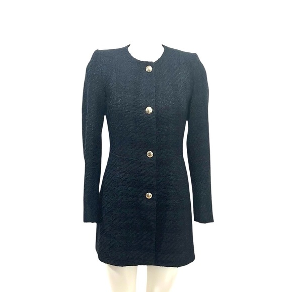 Zara navy blue structured blazer jacket with gold buttons size Small - Picture 1 of 7